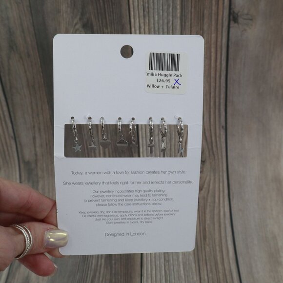 Emilia Huggie Pack Earrings Set Of 4‎ Women's O/S Silver Gifting Holiday Present - Picture 2 of 6